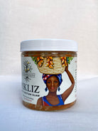 Illustrated Haitian woman with a traditional basket on her head with overflowing Pikliz ingredients